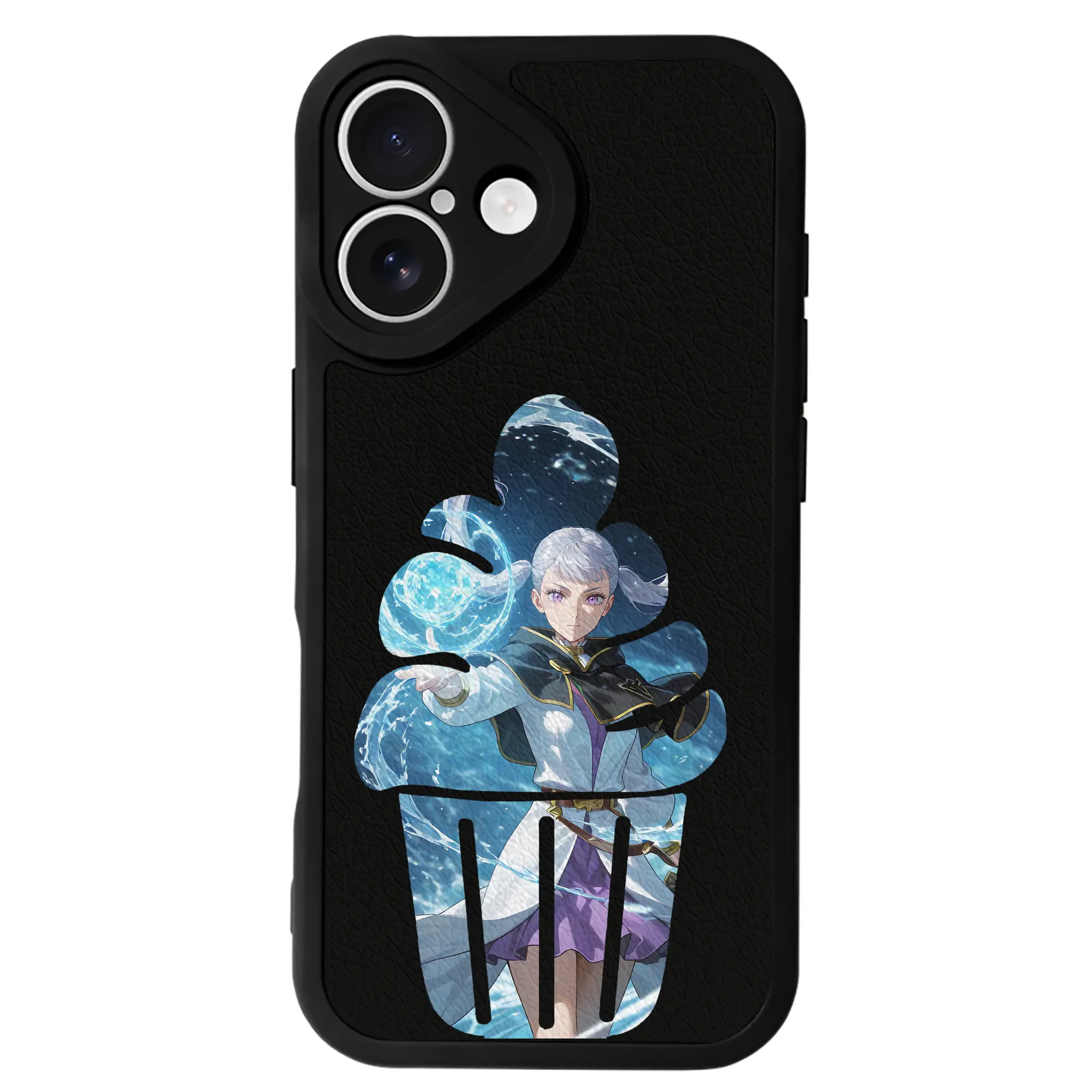 ブラッククローバー グッズ ノエル・シルヴァ - IPhone 16シリーズ対応 ・ シリコンスマホケース ・ レザー調 ・ 高精度フィット ・ 耐衝撃 ・ ワイヤレス充電対応 ・ 精密カット